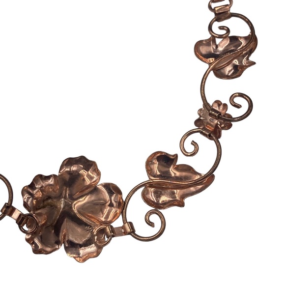 Vintage 1940's Retro Modern Sterling Rose Gold Vermeil Choker Necklace - Picture 8 of 9